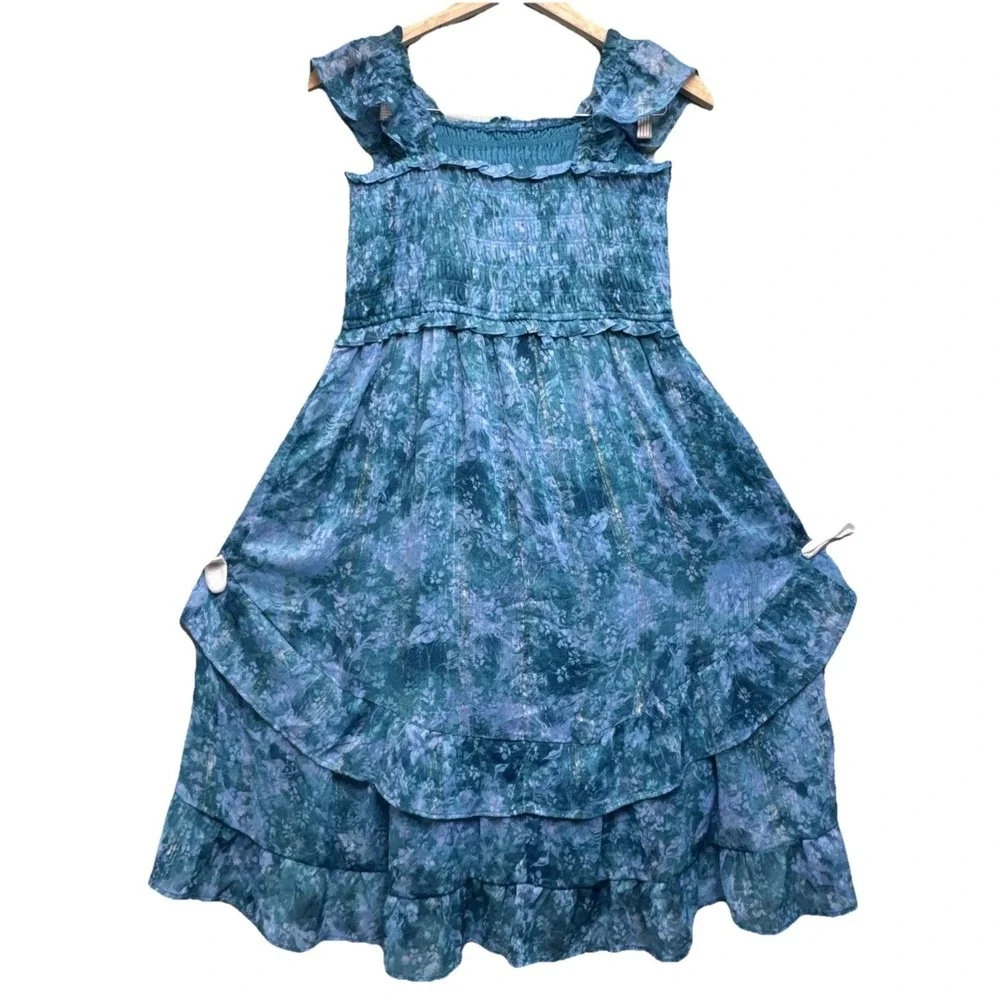 Mimi Chica Womens Party Mini Dress Teal Blue With Gold Lines,Size Large kids‎